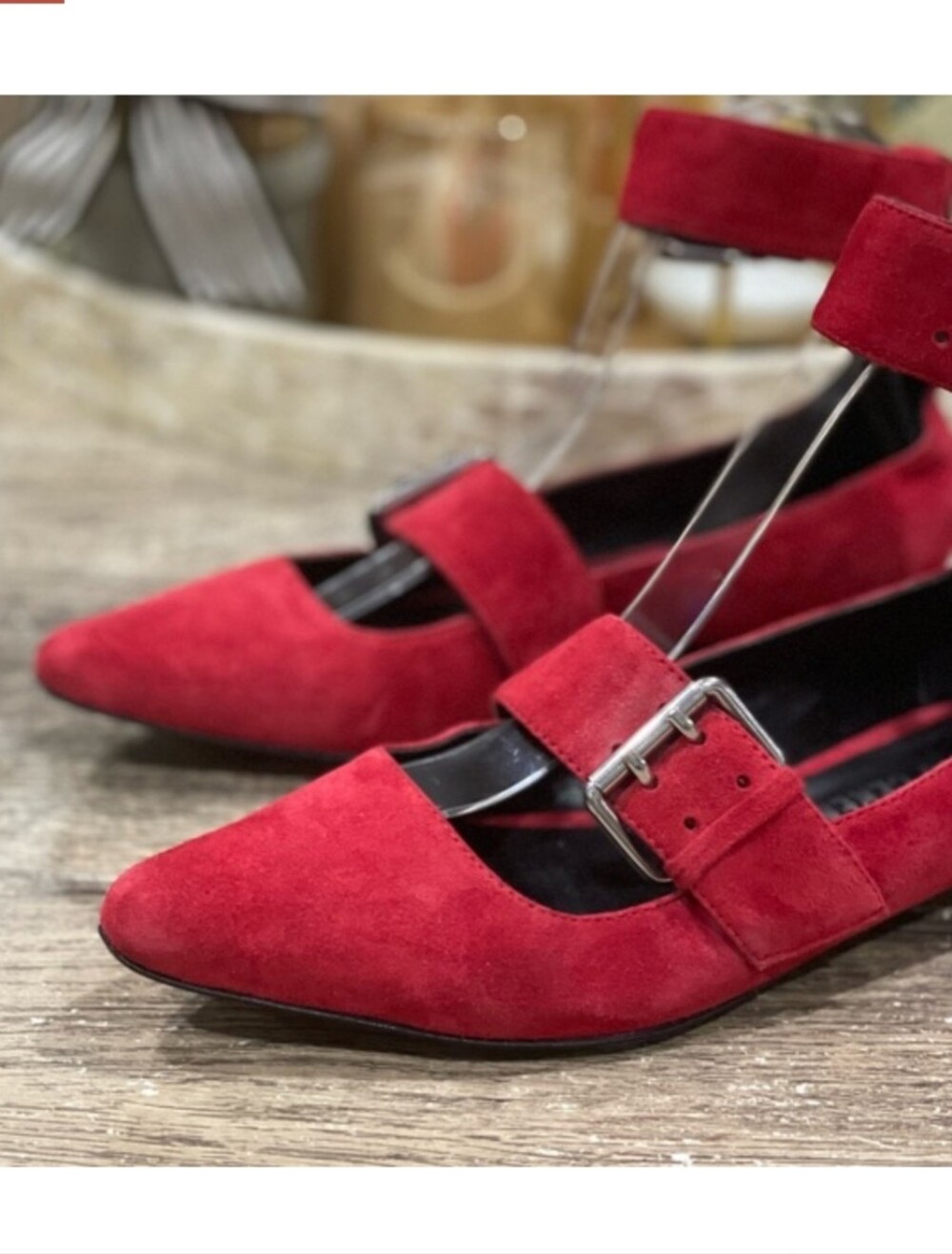 Opening Ceremony Suede Fletcher Buckle Flat Red Suede MaryJane 39 - Picture 3 of 10